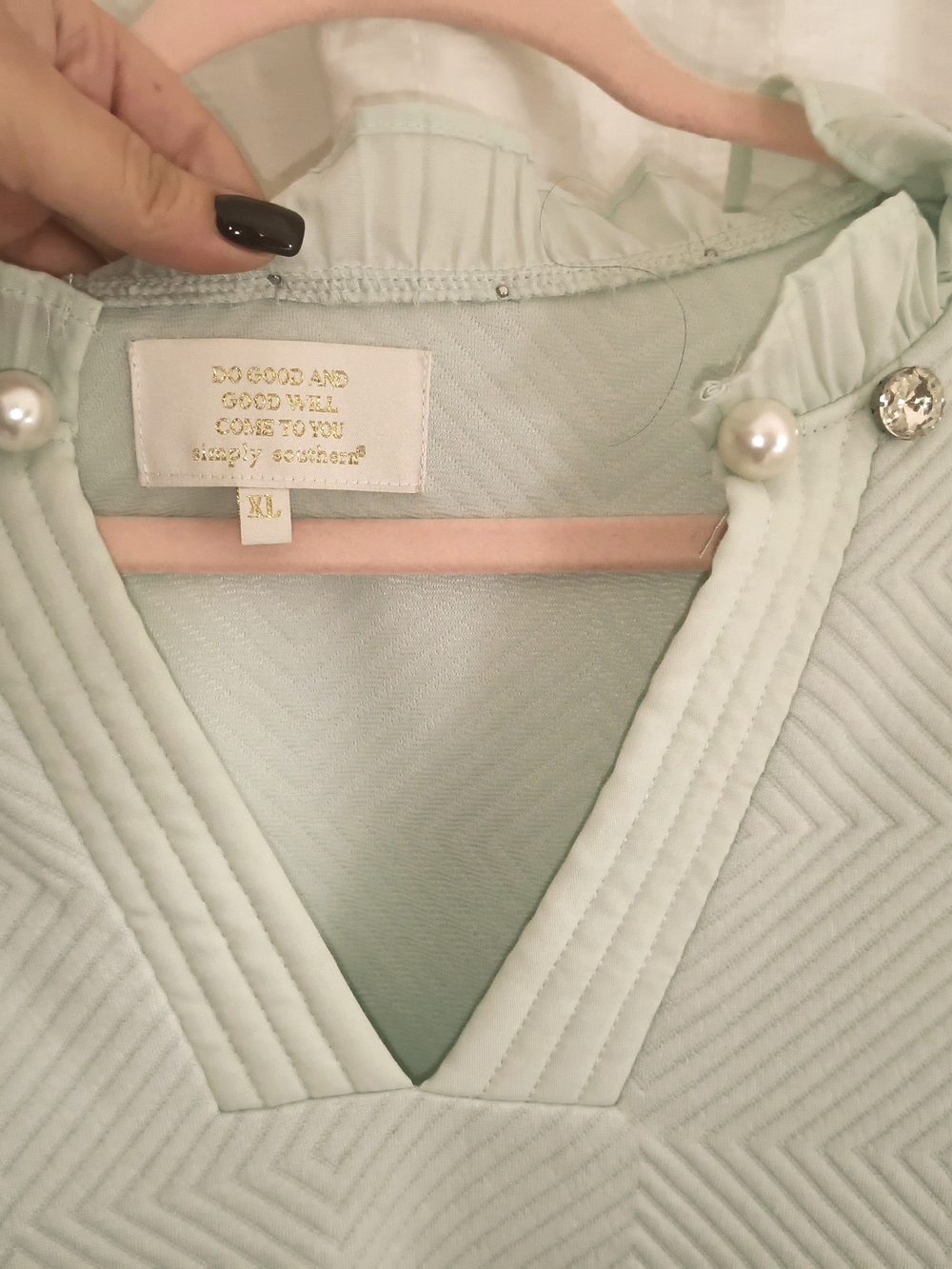Simply Southern Mint Green And Purple Midi Dress with Pearl Buttons And Bling